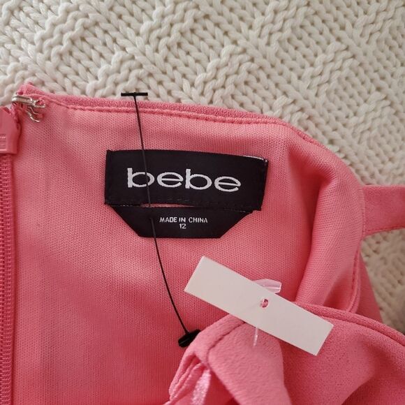 Bebe Coral Cascading Ruffle Front Tank Dress size 12- NEW - Picture 10 of 11
